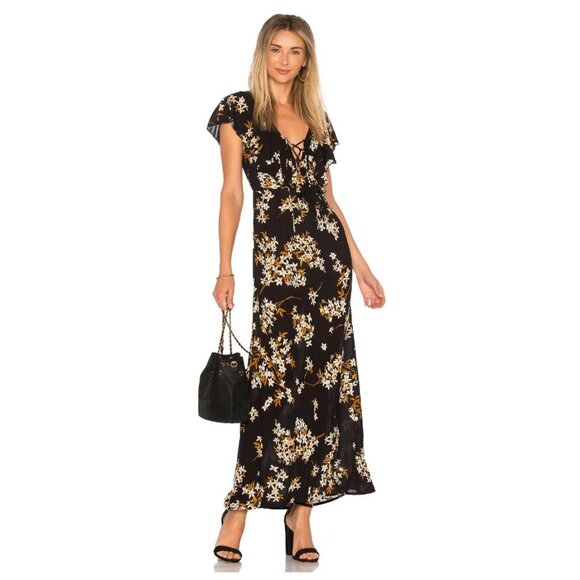 Amuse Society Black Sands Alana Floral Maxi Dress sz US M - Picture 1 of 9